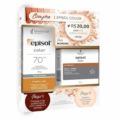 Kit Episol Color Pele Morena Protetor Solar com 40g + Pó Compacto com 10g