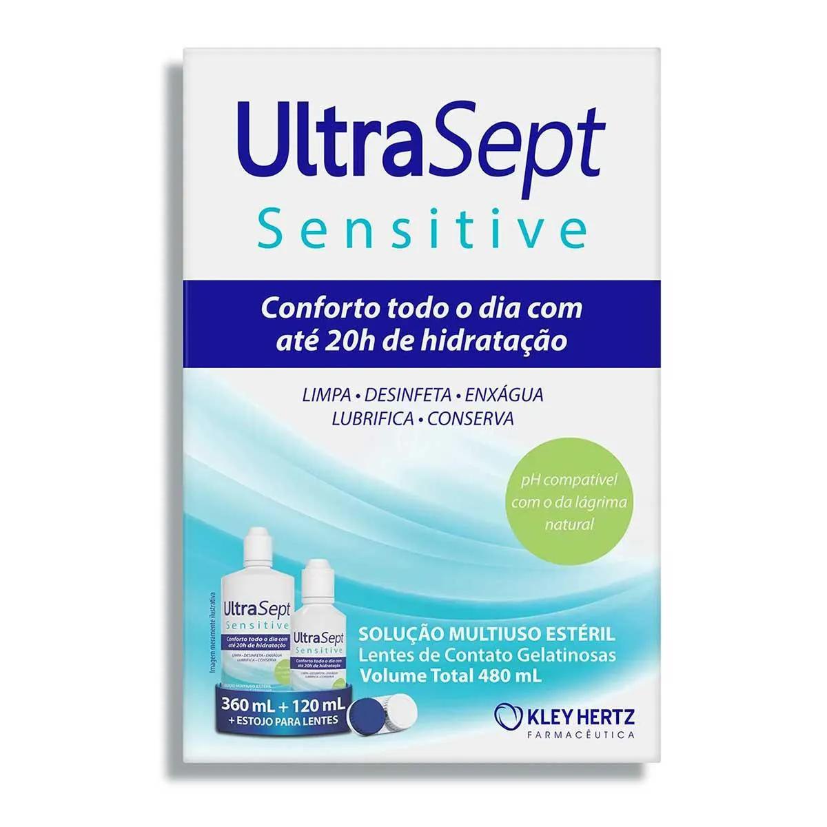 Kit Solução para Lentes de Contato Ultrasept Sensitive 360ml + 120ml