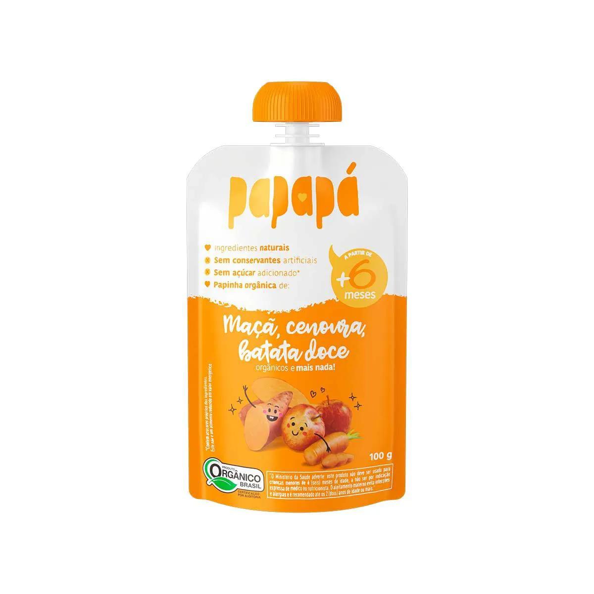Papinha Papapá Orgânica Maçã, Batata Doce e Cenoura 100g