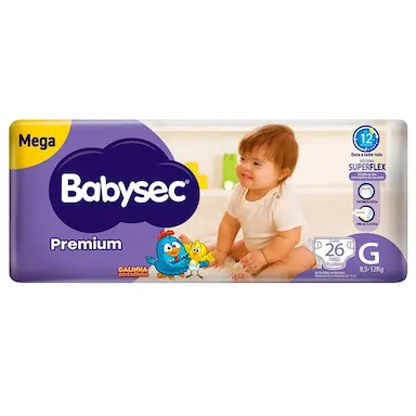 Fralda Babysec Premium Flexi Protect Mega Galinha Pintadinha G - 26 Unidades