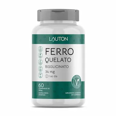 Suplemento Alimentar Lauton Ferro Quelato 34mg 60 Comprimidos