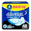Absorvente Always Noturno Seca G com Abas 48 Unidades