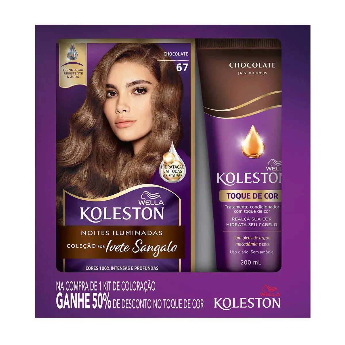 Kit Wella Koleston Tintura Chocolate 67 + Condicionador Toque de Cor Chocolate