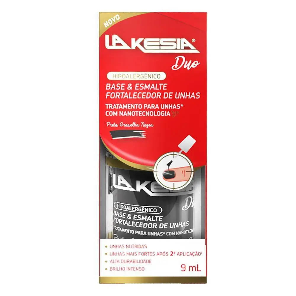 Base e Esmalte Fortalecedor de Unhas LaKesia Duo Groselha Negra 9ml