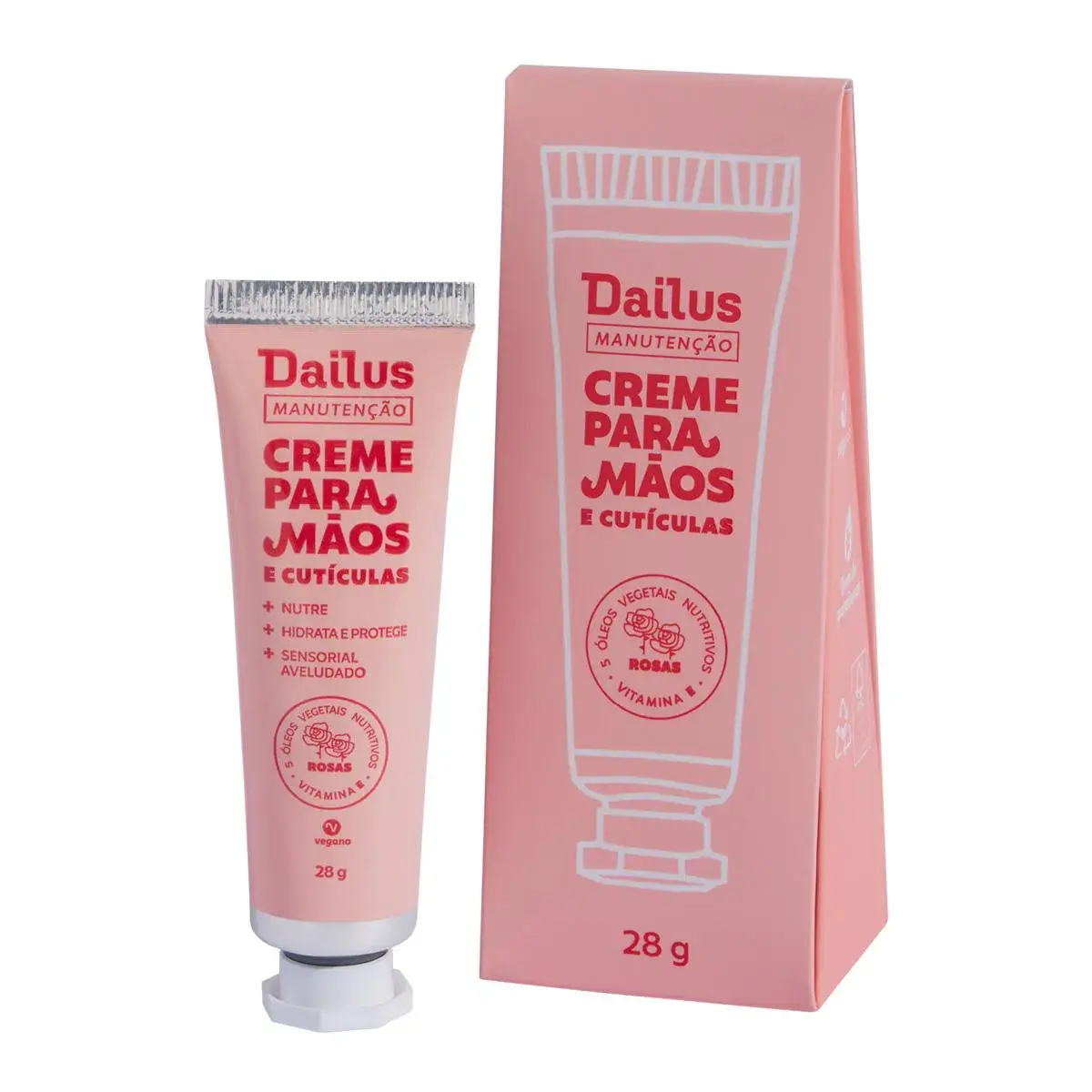 Creme para Mãos e Cutículas Dailus Manutenção Rosas Vegano 28g