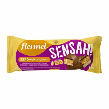 Chocolate Flormel Sensah! Zero Açúcar Amendoim com Caramelo e Chocolate Branco 30g