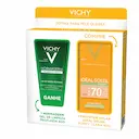 Kit Vichy Protetor Solar Ideal Soleil Purify Clara FPS 70 40g + Gel de Limpeza Profunda Normaderm 40g