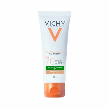 Protetor Solar Facial Vichy Capital Soleil UV-Purify FPS70 Pele Clara 40g