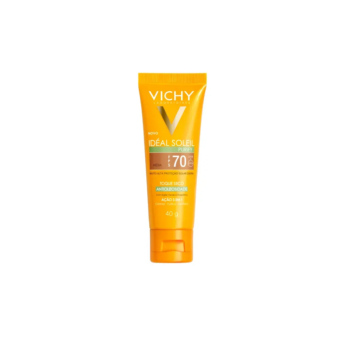 Protetor Solar Vichy Idéal Soleil Purify Cor Média FPS 70 40g