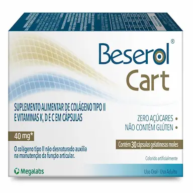 Colágeno Não Hidrolisado Tipo II Beserol Cart - 30 Cápsulas Gel