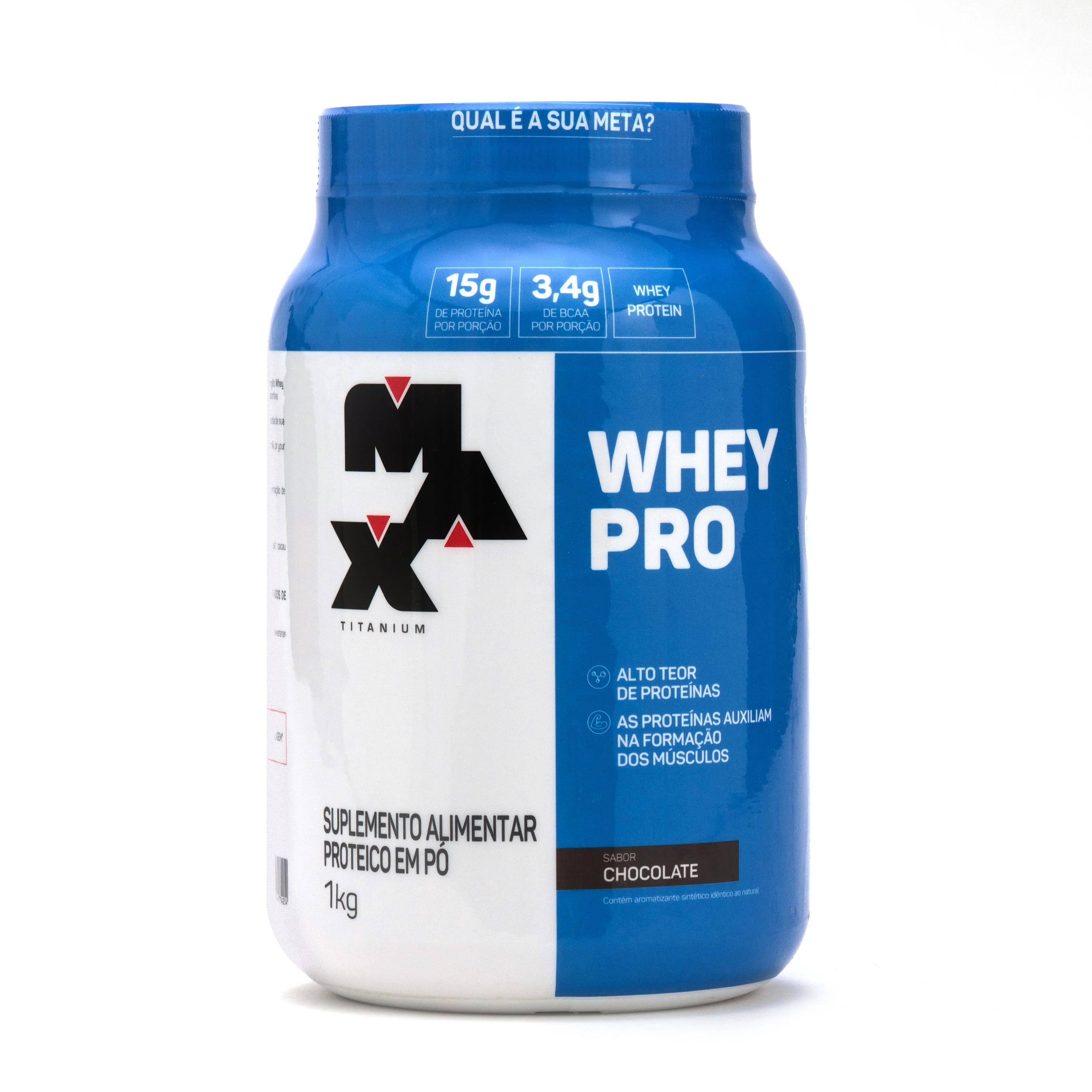 Suplemento Alimentar Protéico em Pó Whey Pro Max Titanium Sabor Chocolate 1kg