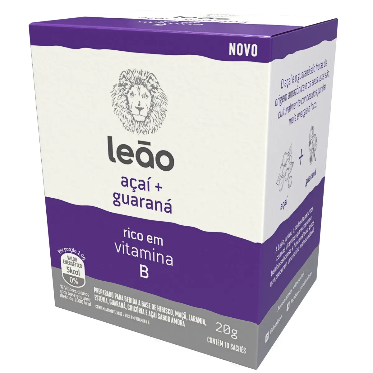 Chá Vitamínico Leão Açaí e Guaraná 10 sachês 20g cada