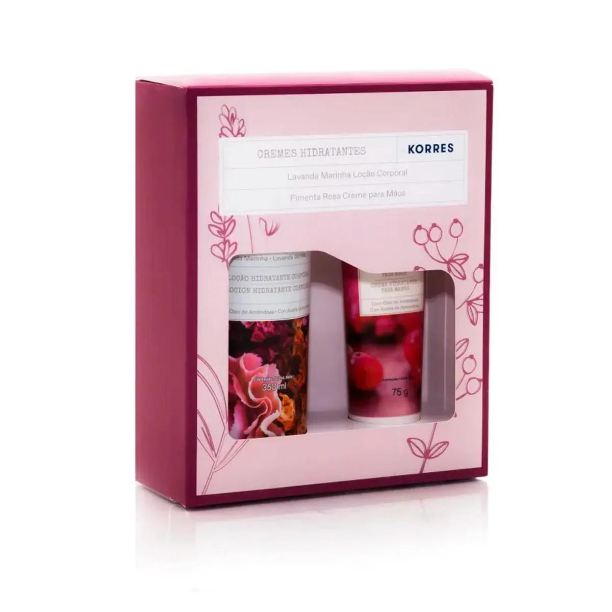 Kit Korres Loção Hidratante Corporal Lavanda Marinha 350ml + Creme para Mãos Pimenta Rosa 75g