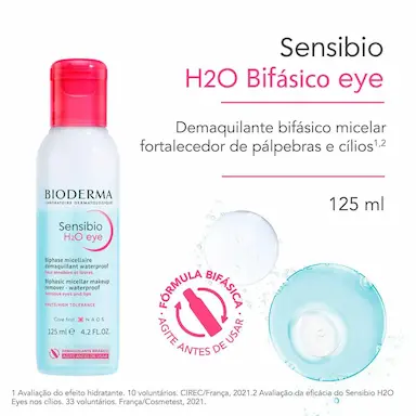 Demaquilante Micelar Bifásico Bioderma Sensibio H2O Eye Olhos e Lábios 125ml