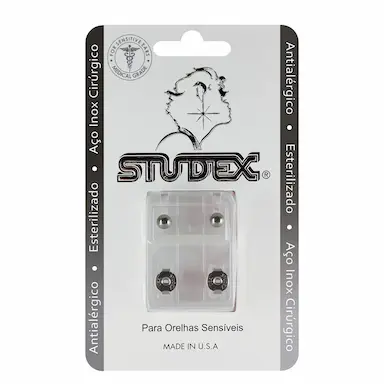 Brinco Antialérgico Studex Classic Bolinha Média Prateada 1 unidade