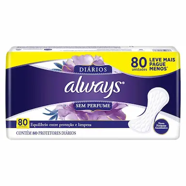 Protetor Diário Always Sem Perfume 80 unidades