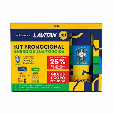 Kit Polivitamínico Lavitan AZ Original 60 comprimidos + Lavitan Infantil Patati Patatá 60 comprimidos mastigáveis + Copo CBF Grátis