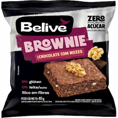 Brownie Belive Chocolate com Nozes Zero Açúcar, Glúten e Lactose 40g