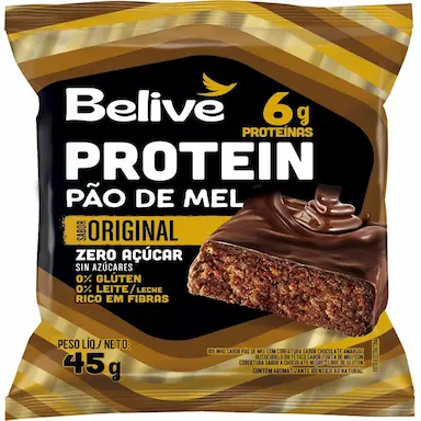 Pão de Mel Belive Protein Sabor Original Zero Açúcar, Glúten e Lactose 45g