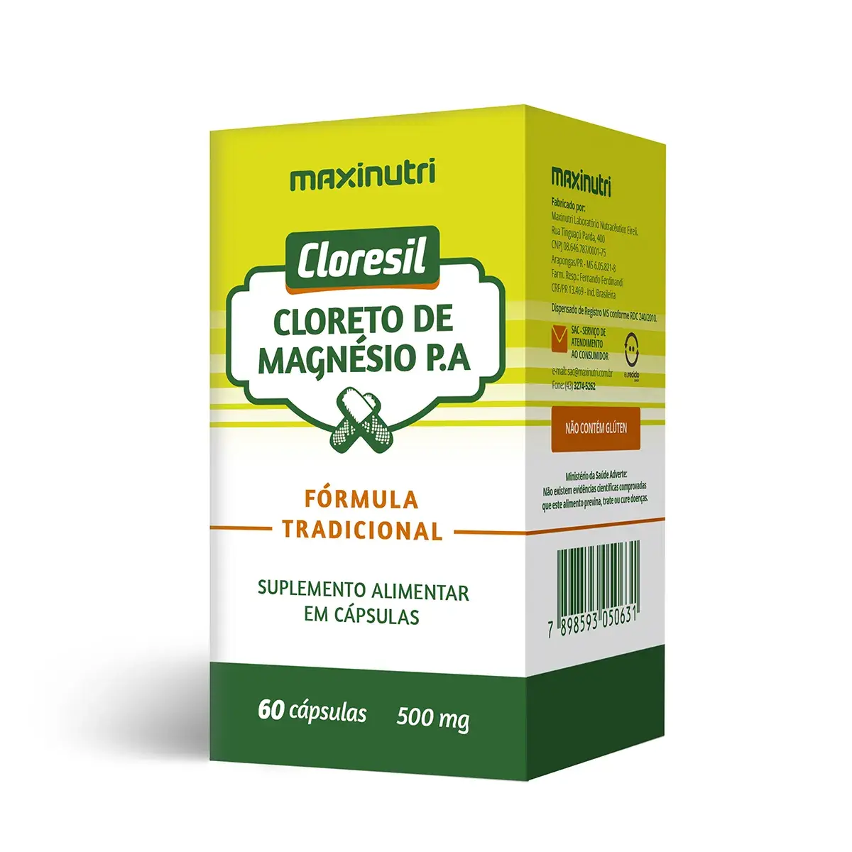Cloresil Cloreto de Magnésio P.A 500mg Maxinutri 60 cápsulas