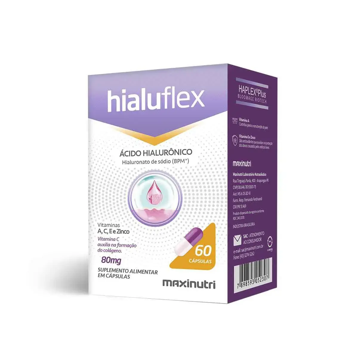 Suplemento Alimentar Hialuflex Maxinutri 60 cápsulas