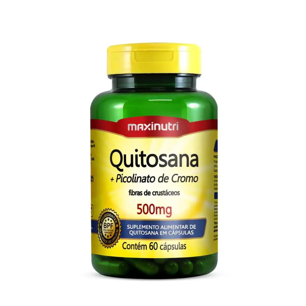 Suplemento Alimentar de Quitosana + Picolinato de Cromo 500mg Maxinutri - 60 Cápsulas