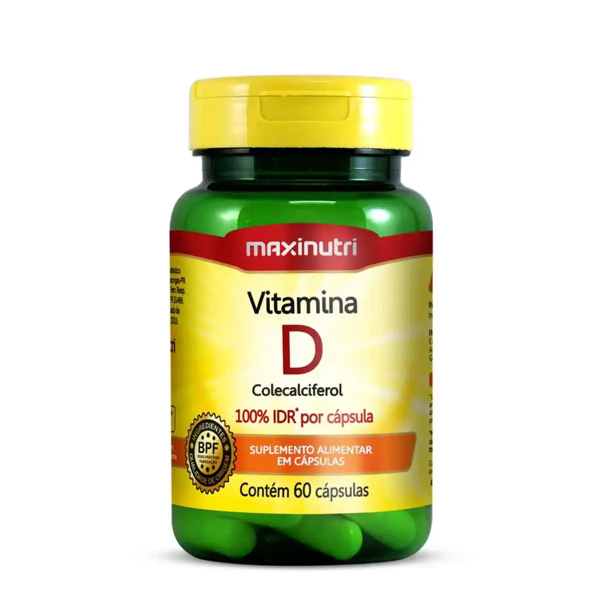 Suplemento Alimentar de Vitamina D Colecalciferol Maxinutri - 60 Cápsulas