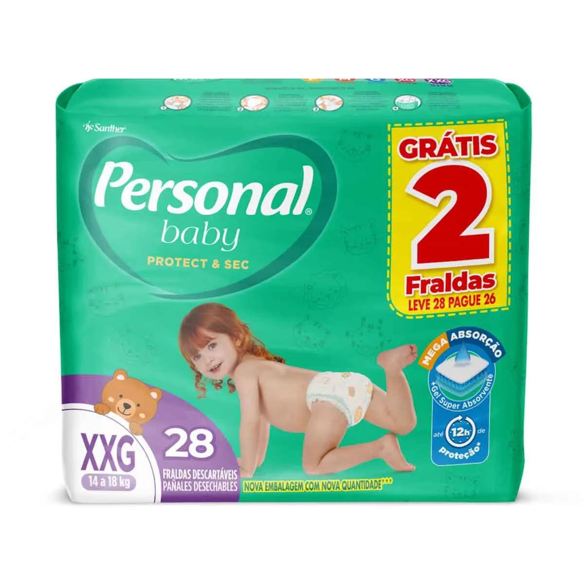 Fralda Personal Baby Protect&Sec XXG - 28 Unidades