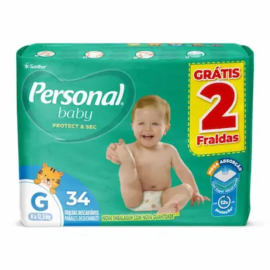Fralda Personal Baby Protect&Sec G - 34 Unidades