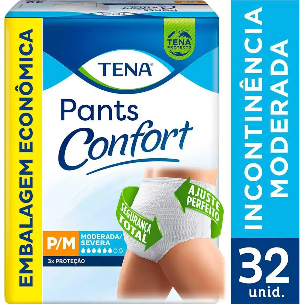 Roupa Íntima Descartável Tena Pants Confort P/M 32 unidades