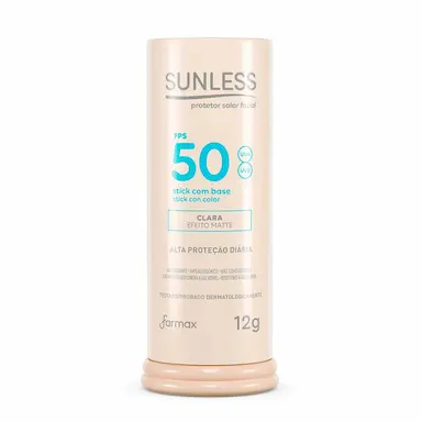 Protetor Solar Facial Sunless Stick FPS 50 com Base Clara 12g