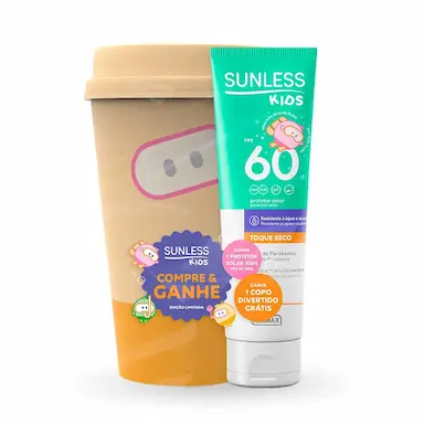 Protetor Solar Kids Sunless Toque Seco FPS 60 120g + Copo brinde