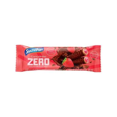 Biscoito Wafer Canudinho Zero Açúcar SuaviPan Chocolate com Recheio de Morango 16g