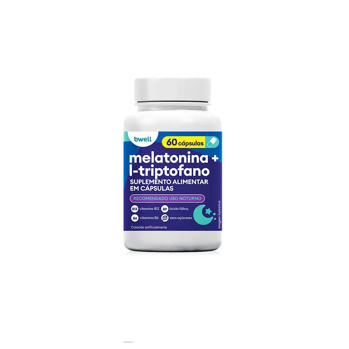 Suplemento Alimentar bwell Melatonina + L-Triptofano 60 cápsulas