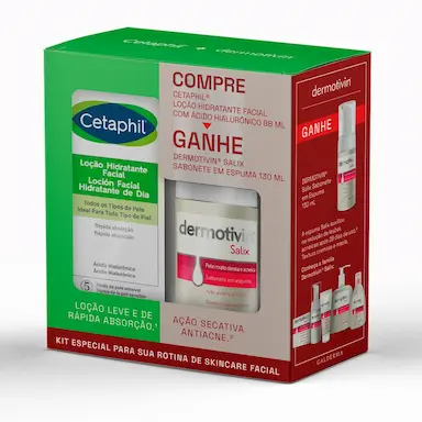 Kit Loção Hidratante Facial Cetaphil 88ml + Sabonete em Espuma Dermotivin Salix 130ml