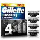 Refil para Aparelho de Barbear Gillette Mach3 Carbono 4 cargas