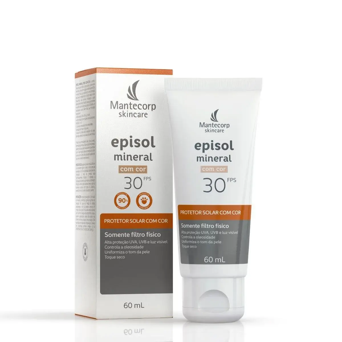 Protetor Solar Facial Com Cor Episol Mineral FPS 30 60ml