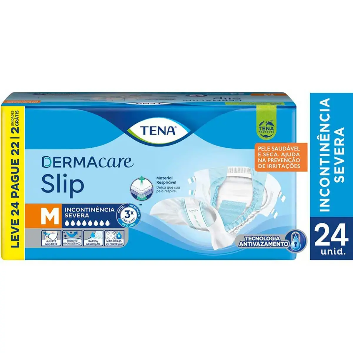 Fralda Geriátrica Tena Dermacare Slip M Absorção Intensa 24 unidades