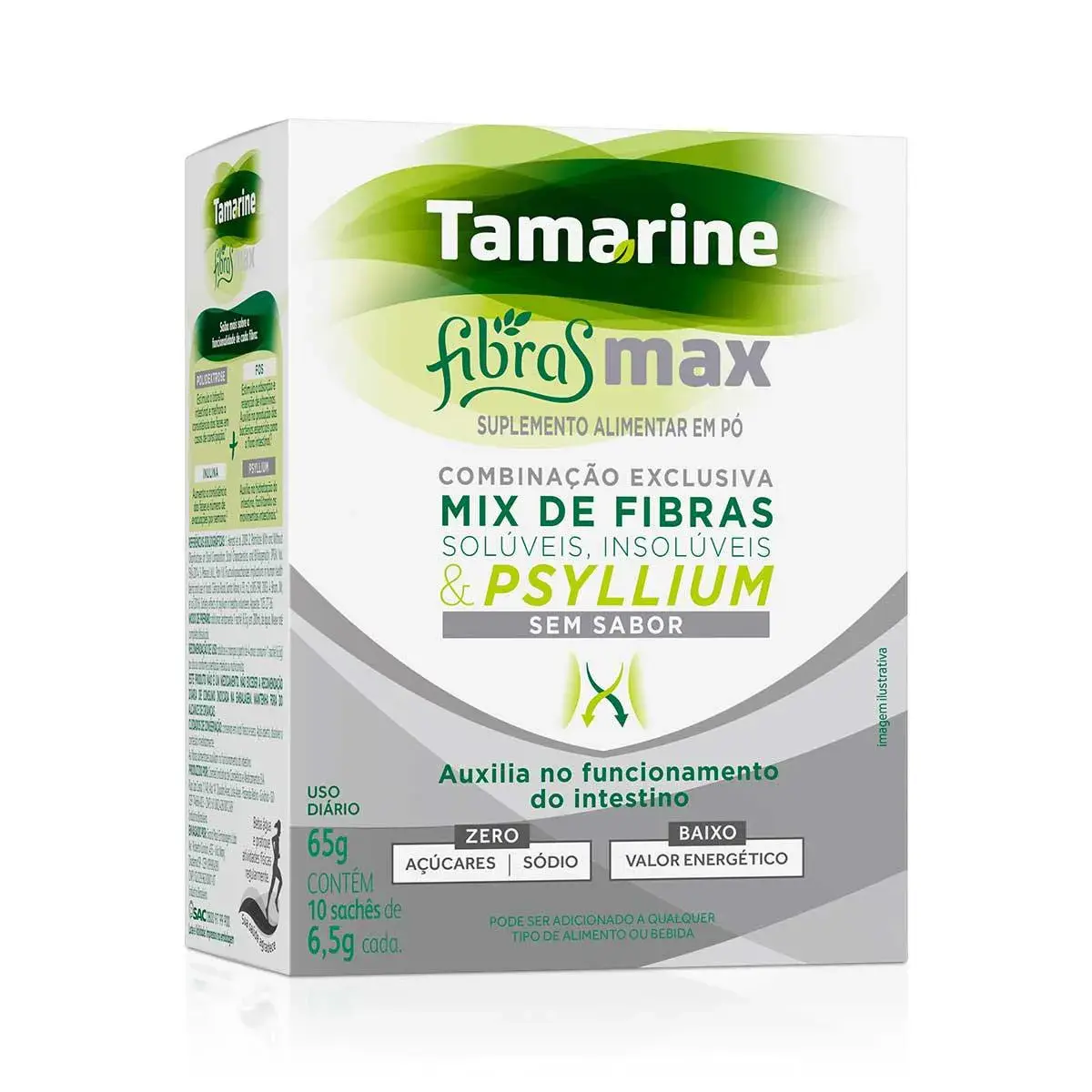 Tamarine Fibras Max em Pó Sem Sabor 10 sachês com 6,5g cada