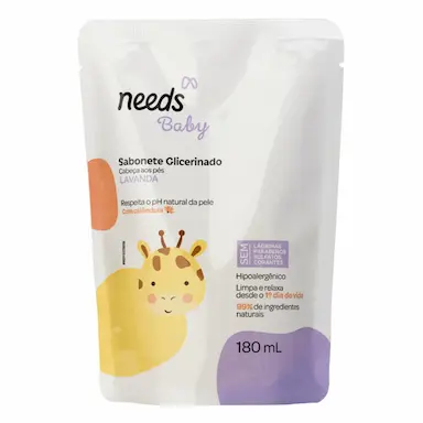 Sabonete Líquido Needs Baby Glicerinado Lavanda Refil 180ml