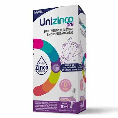 Suplemento Alimentar de Zinco Unizinco Pré Myralis Gotas 10ml