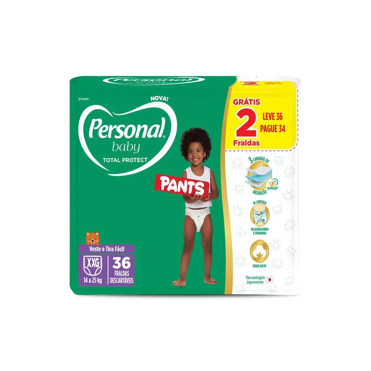 Fralda Personal Baby Total Protect Pants XXG 36 Unidades
