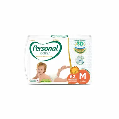 Fralda Personal Baby Premium Protection Tamanho M 62 unidades