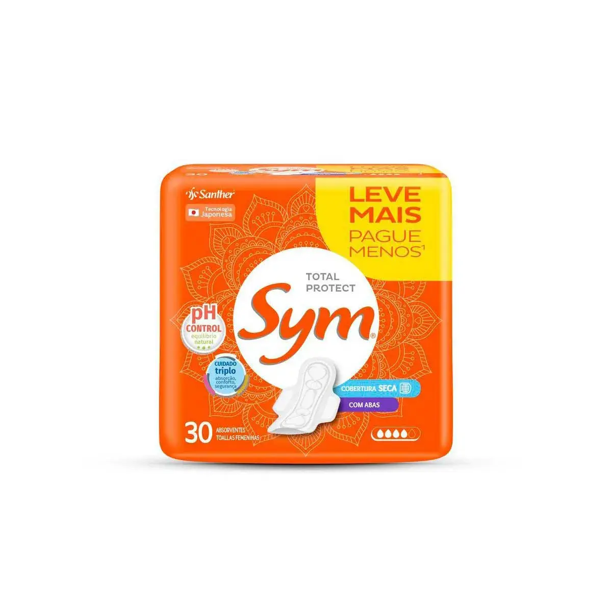 Absorvente Sym Total Protect Seca com Abas 30 Unidades