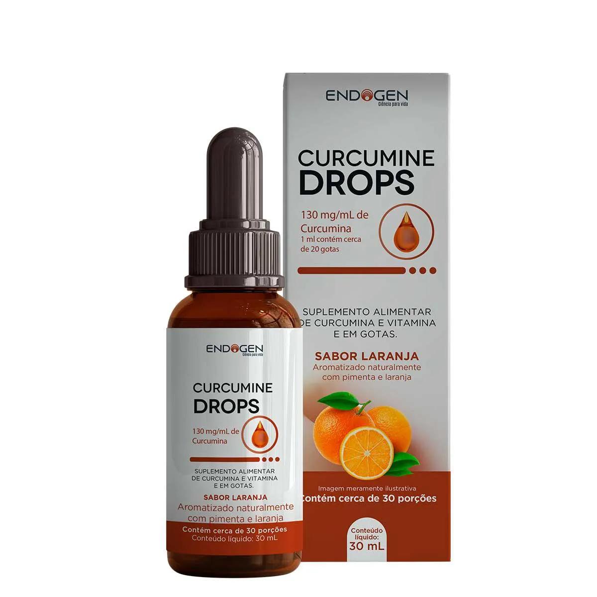 Suplemento Alimentar de Curcumina e Vitamina E Curcumine Drops Endogen Laranja Gotas 30ml