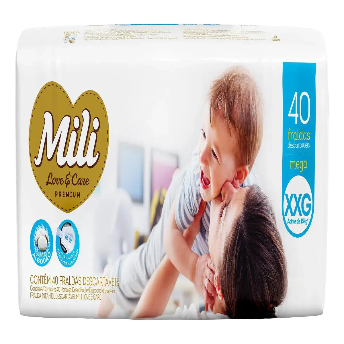 Fralda Infantil Mili Lovecare Premium Mega XXG 40 Unidades
