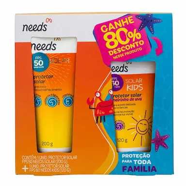 Kit Protetor Solar Needs Solar FPS50 - 200g + Kids FPS60 - 120g