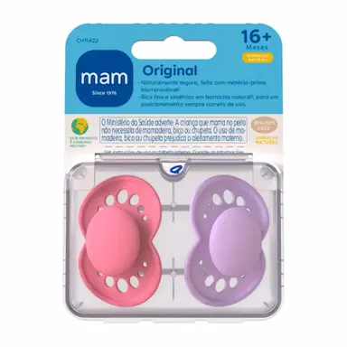 Chupeta MAM Original Borracha Natural 16+ meses Rosa 2 unidades