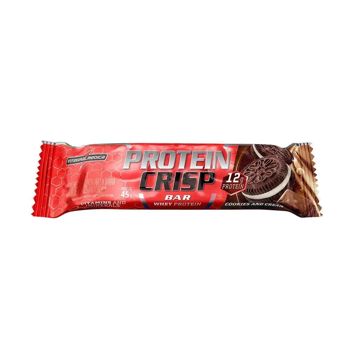 Barra de Proteína Protein Crisp Bar Whey Protein Integralmedica Cookies and Cream 45g