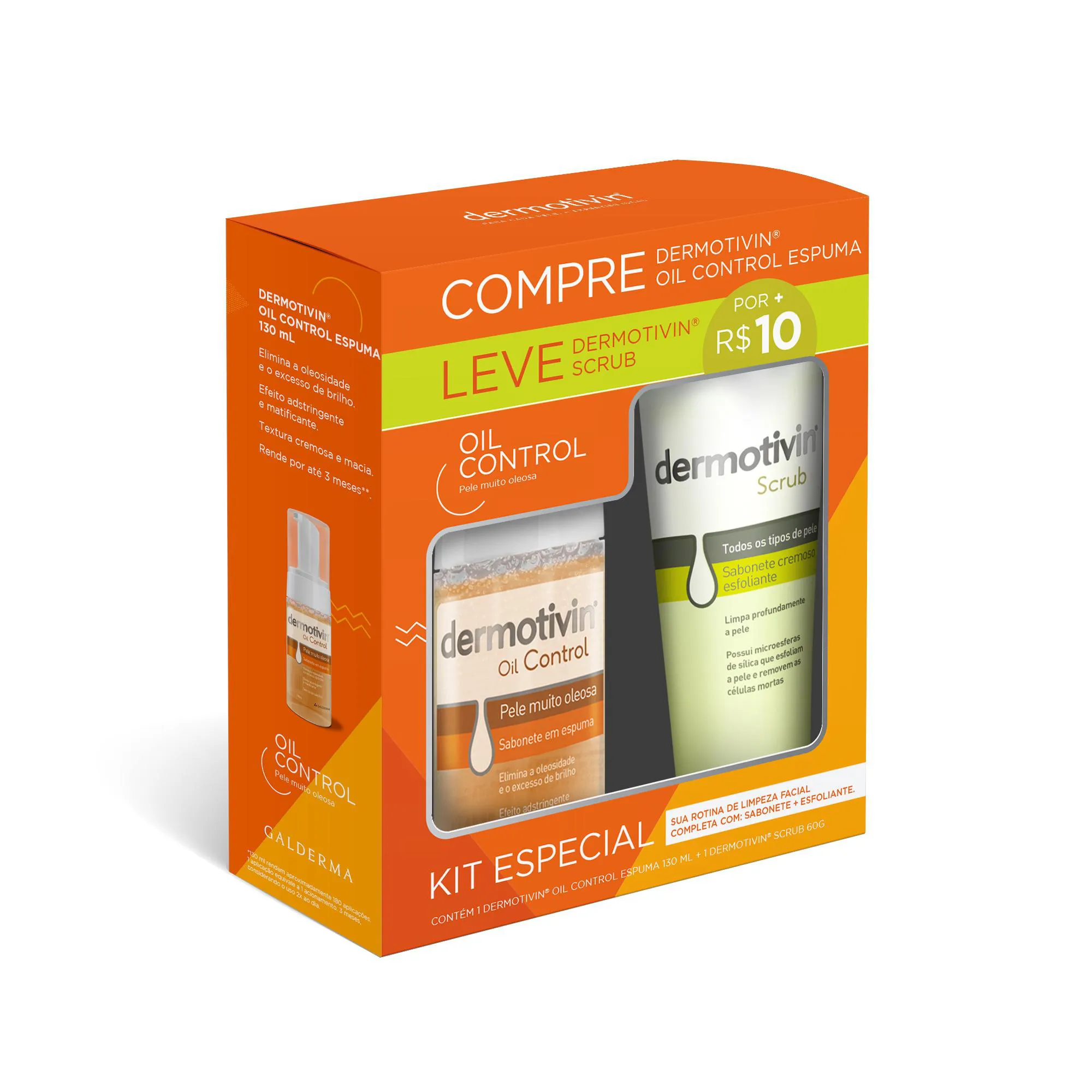 Kit Sabonete em Espuma Dermotivin Oil Control 130ml + Sabonete Cremoso Esfoliante Dermotivin Scrub 60g
